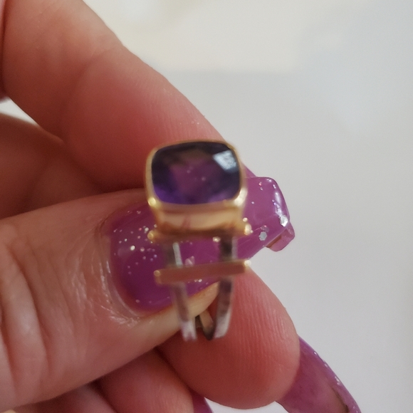 Beautiful Amethyst 10k Gold & Silver Ring Size 7.5 - Picture 3 of 4